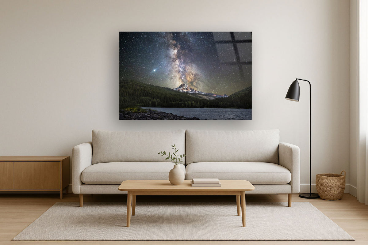 Tempered Glass With Foil - Starry Mountain - Dark Gray