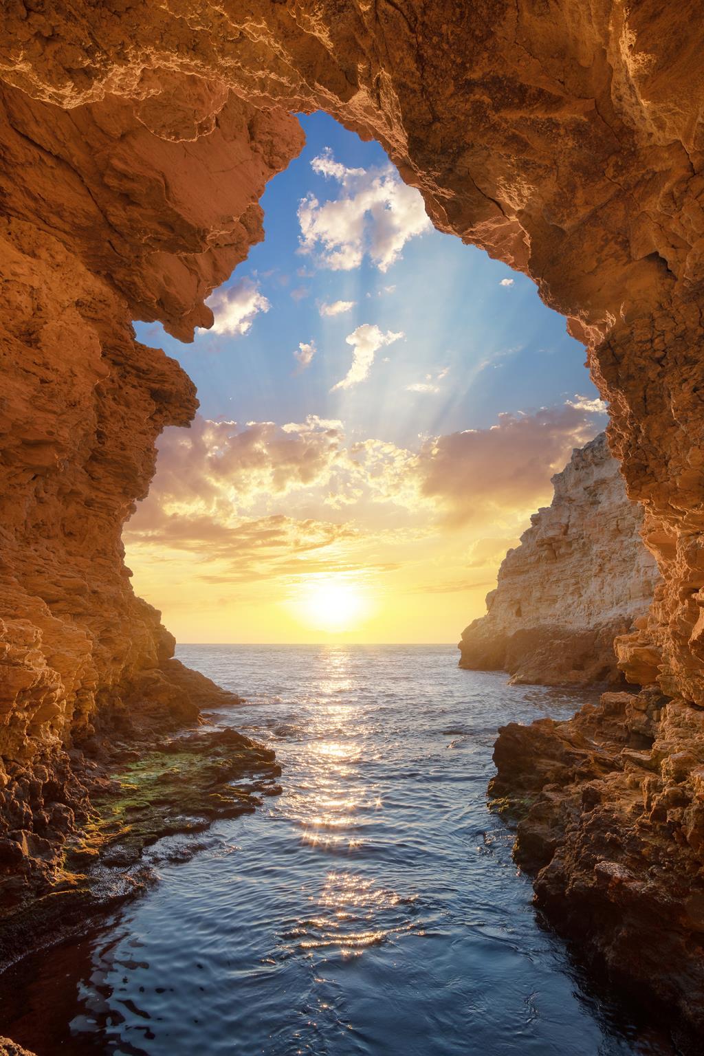Tempered Glass With Foil - Grotto Sunset - Light Brown