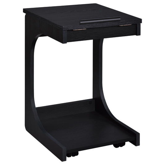 Ralston C-Shaped Lift-Top Sofa Side Table With Casters Black