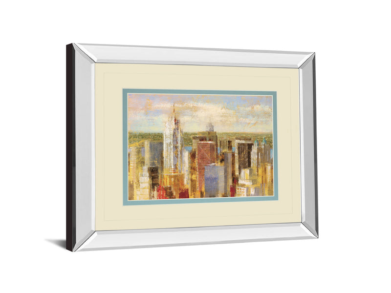 Cityscape Il By Longo - Mirror Framed Print Wall Art - Beige