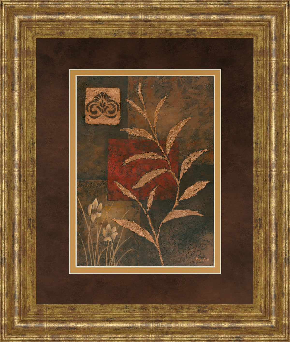 Copper Rhythm Il By Vivian Flasch - Framed Print Wall Art - Light Brown