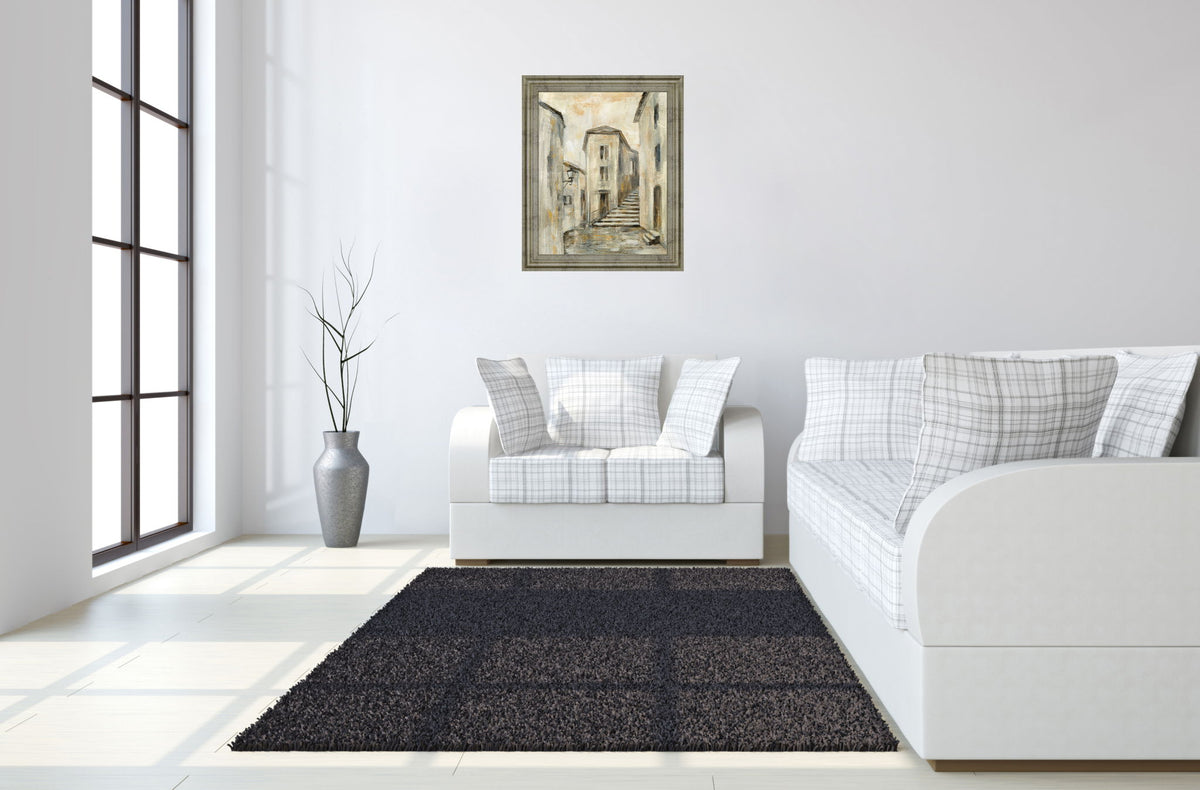 Golden Alleyway - 28" x 34" Framed Wall Art - Beige