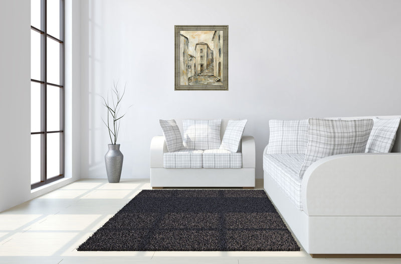 Golden Alleyway - 28" x 34" Framed Wall Art - Beige