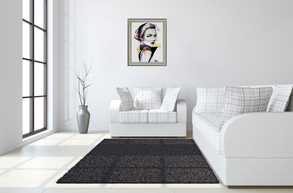 Veil Reverie - 28" x 34" Framed Wall Art - White