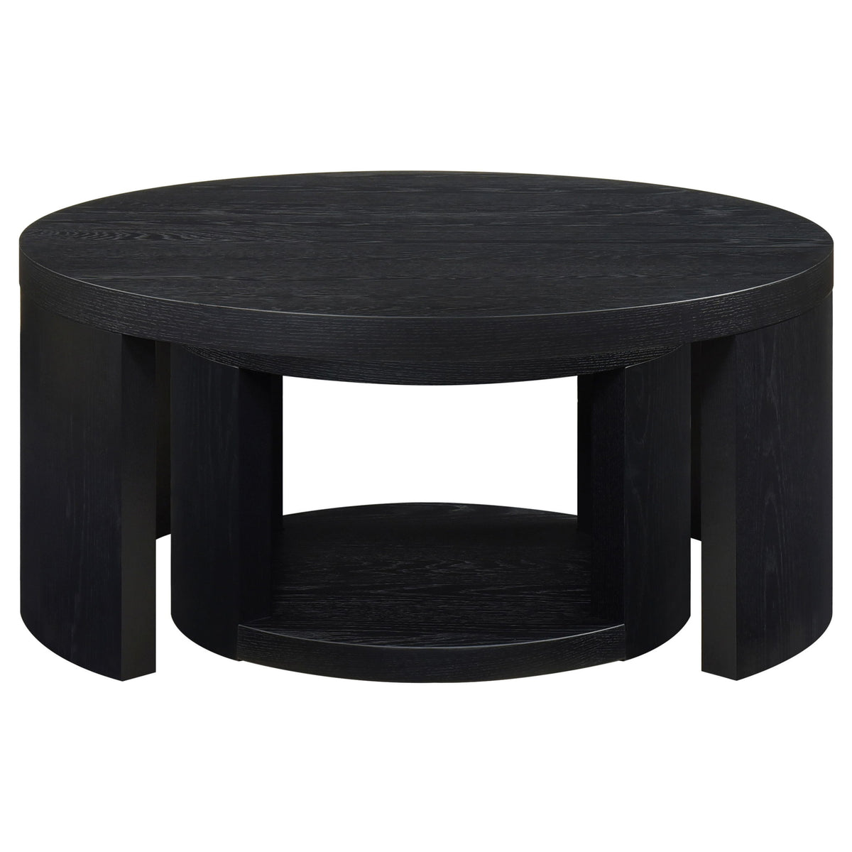 Sweeney 2-piece Round Wood Occasional Nesting Table Set Black