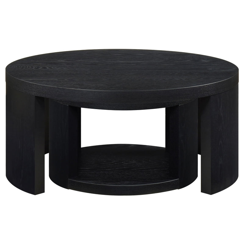 Sweeney 2-piece Round Wood Occasional Nesting Table Set Black