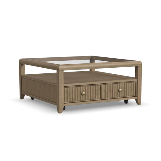 Flexsteel Reed Square Coffee Table with Casters