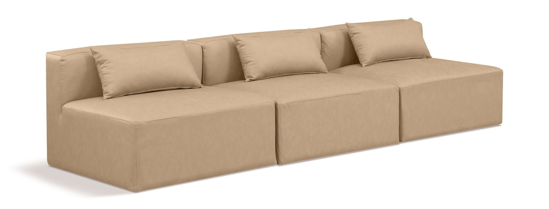 Cube - Modular 3 Piece Armless Sofa - Tan