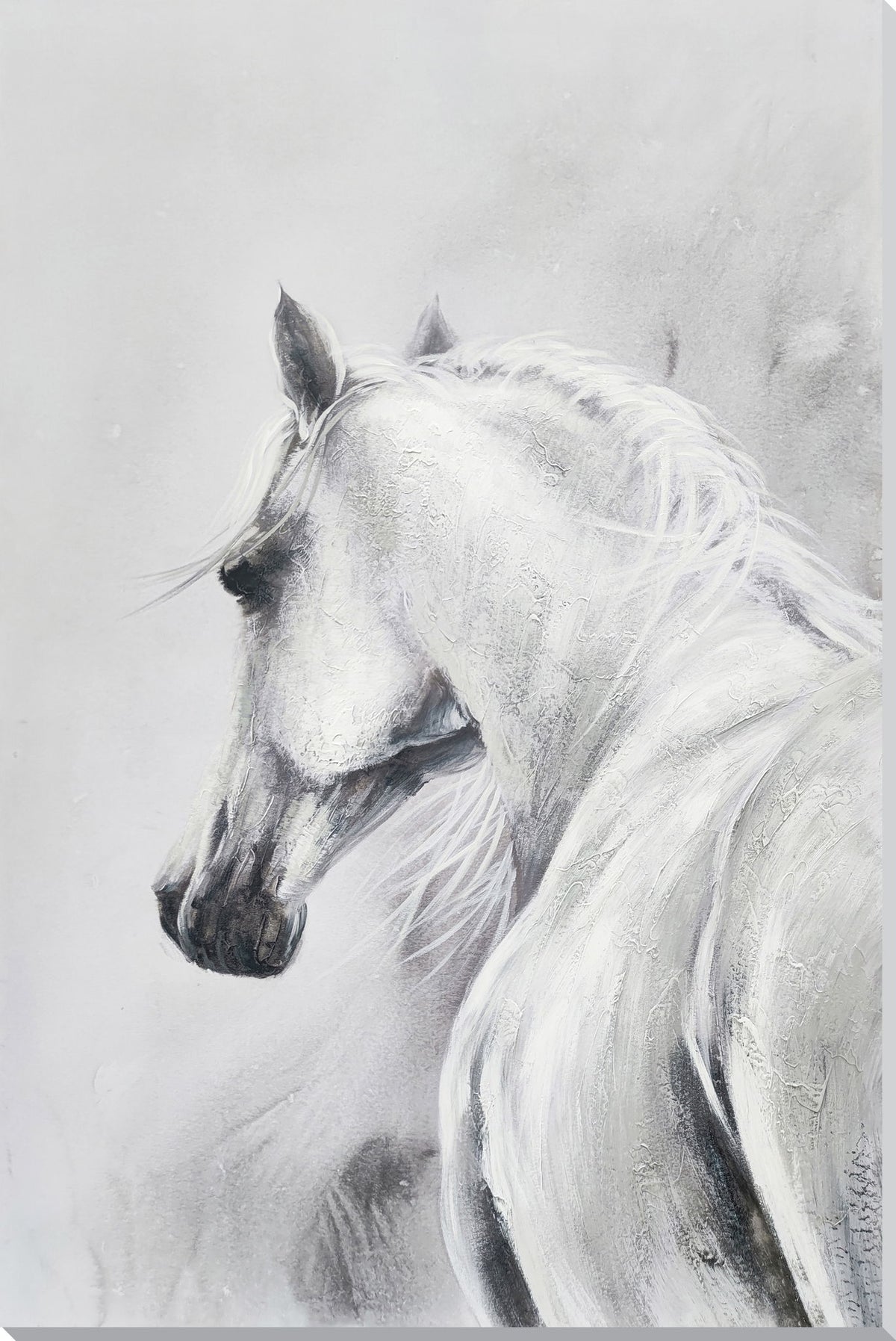 32x47 Hand Painted Textured Canvas - Silver