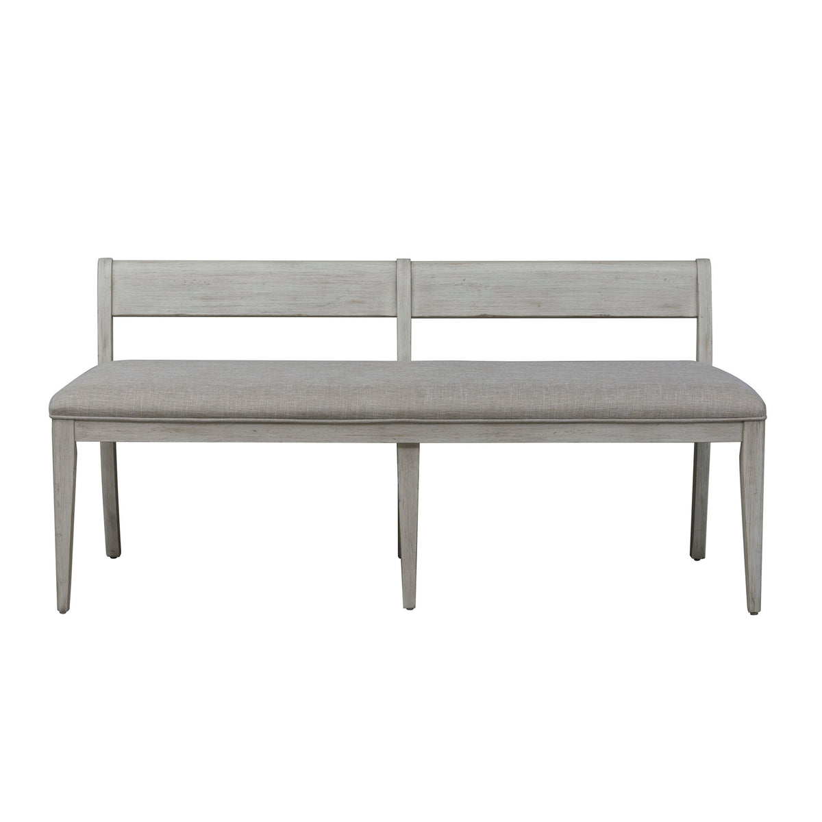 Farmhouse Reimagined - Upholstered Bench - Antique White / Chestnut Tops