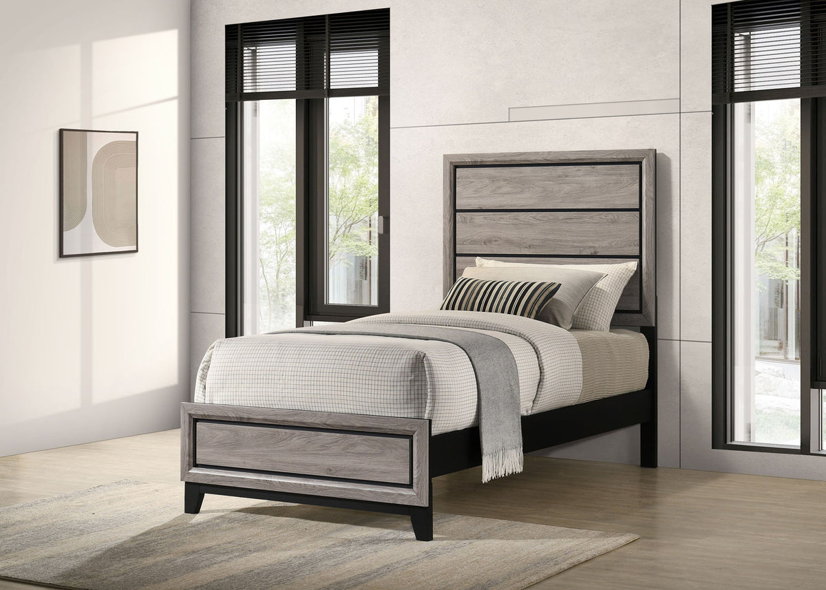 Watson Wood Twin Panel Bed Light Taupe