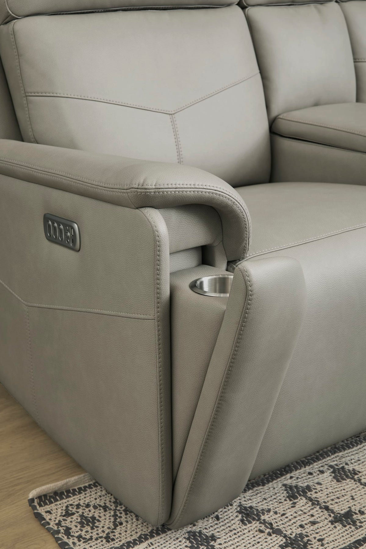 Flexsteel Vernon Power Reclining Loveseat with Console, Power Headrests, Lumbar, Heat & Massage