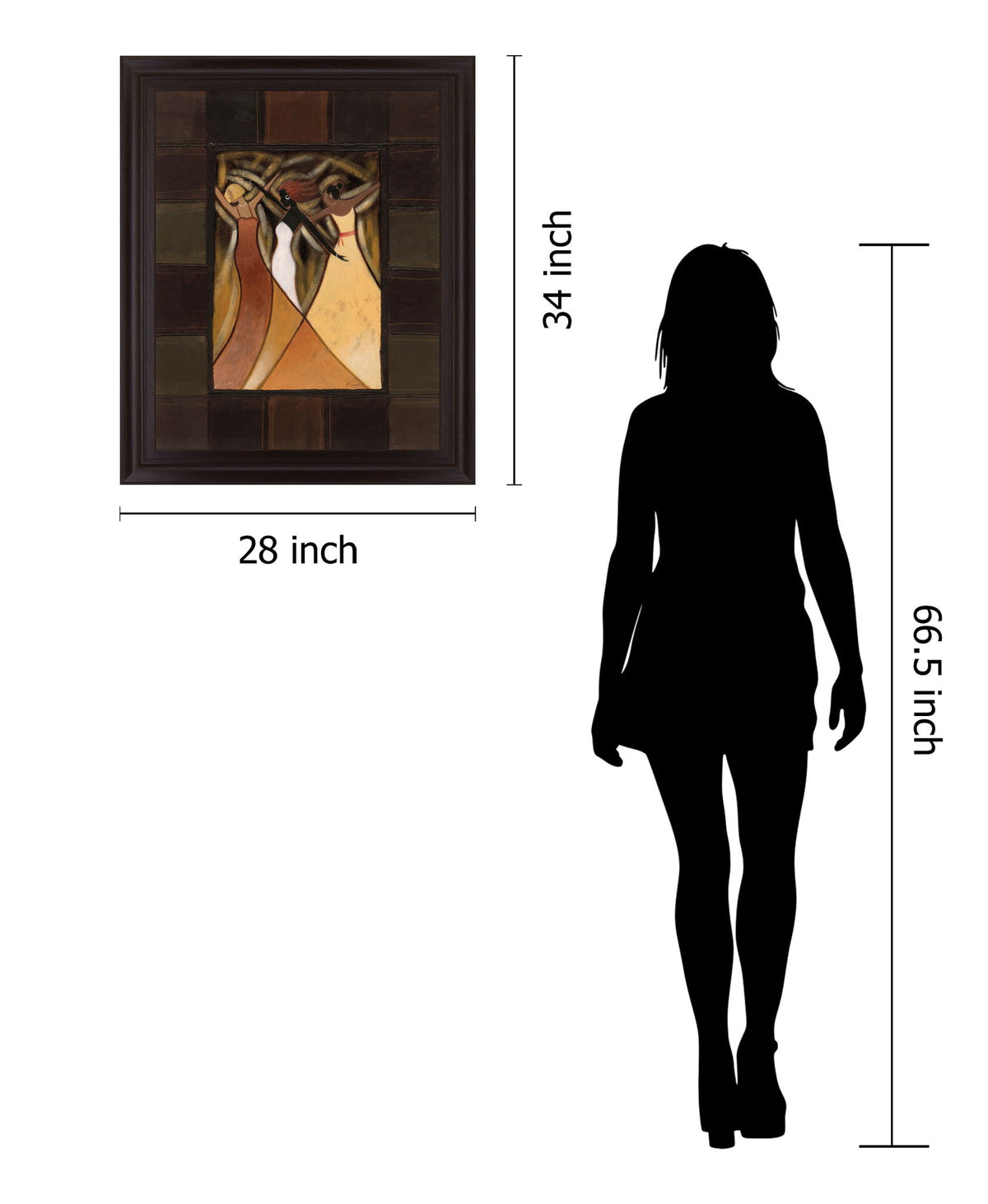 Rhythmic Grace - 28" x 34" Framed Wall Art - Dark Brown