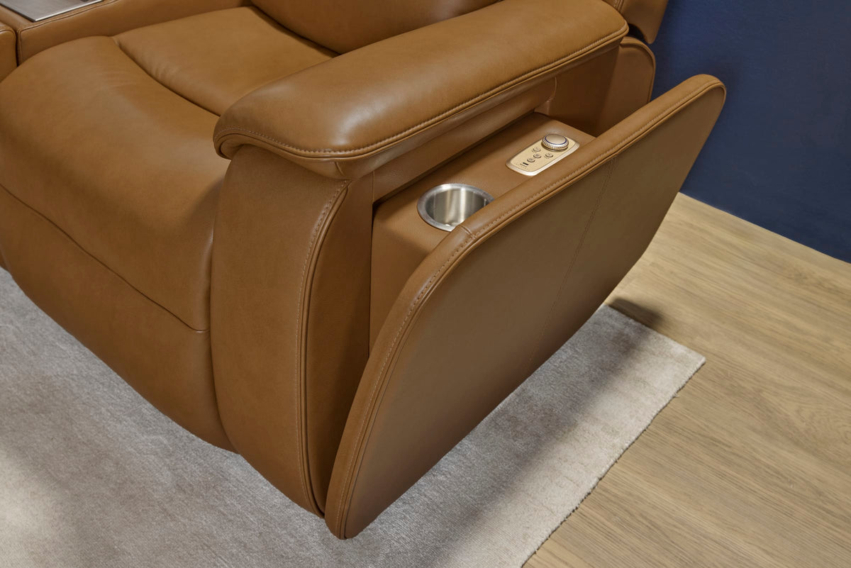 Flexsteel Ziggy Power Reclining Sofa with Power Headrest, Lumbar, Heat & Massage