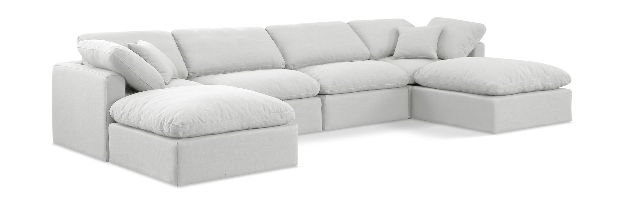 Indulge - Linen 6 Piece Modular Double Chaise Sectional - White