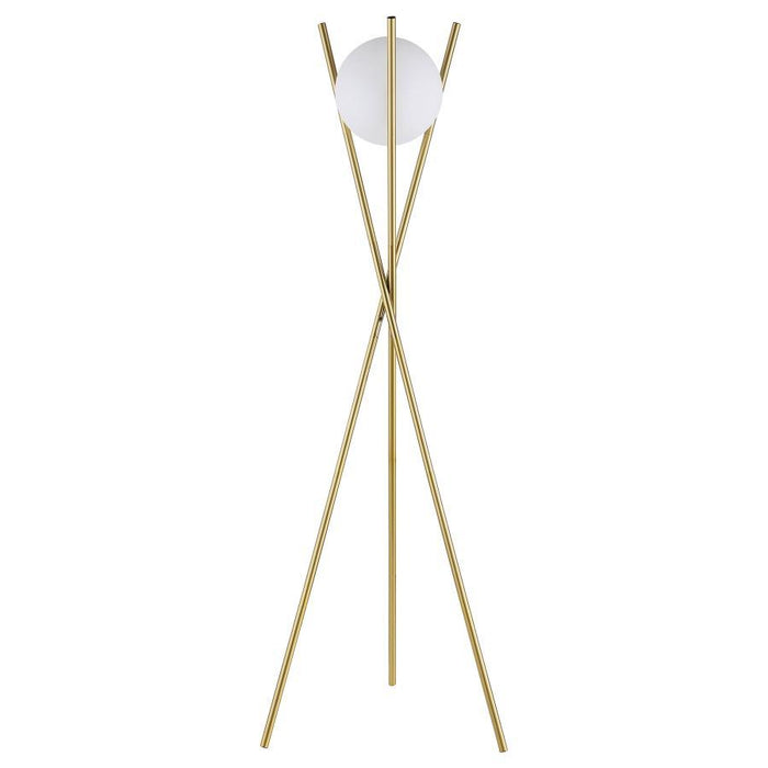 Yamileth - Spherical Bulb Metal Tripod Floor Lamp - Gold