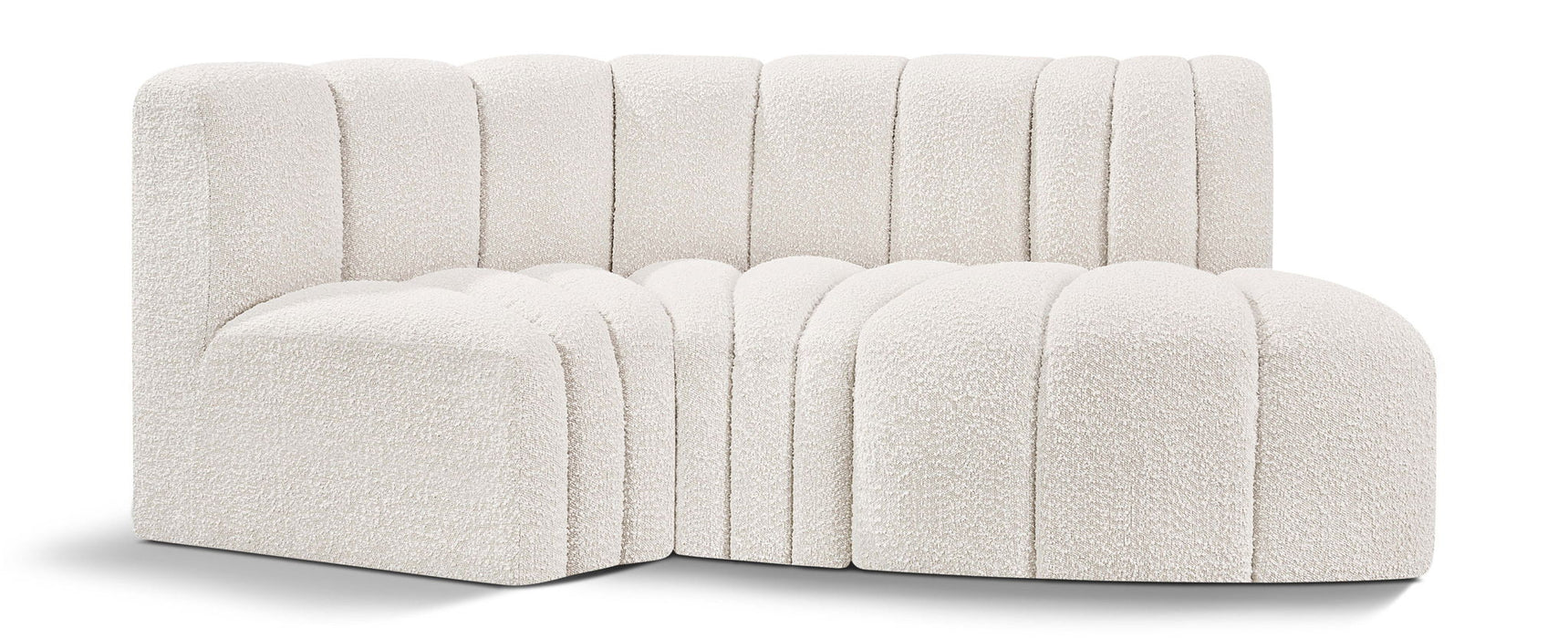 Arc - Boucle Fabric 3 Piece Modular L-Shaped Sofa