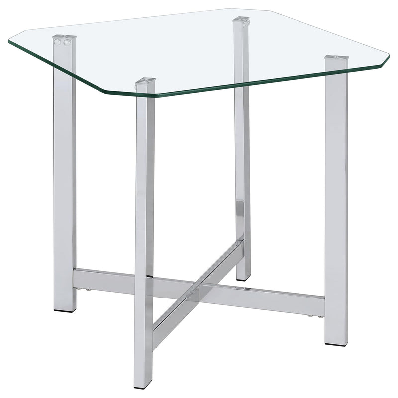 Cronin 3-piece Tempered Glass Top Coffee Table Set Chrome