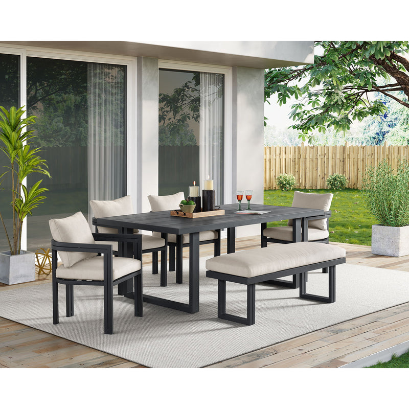 Playa - Dining Bench - Dark Gray / Beige