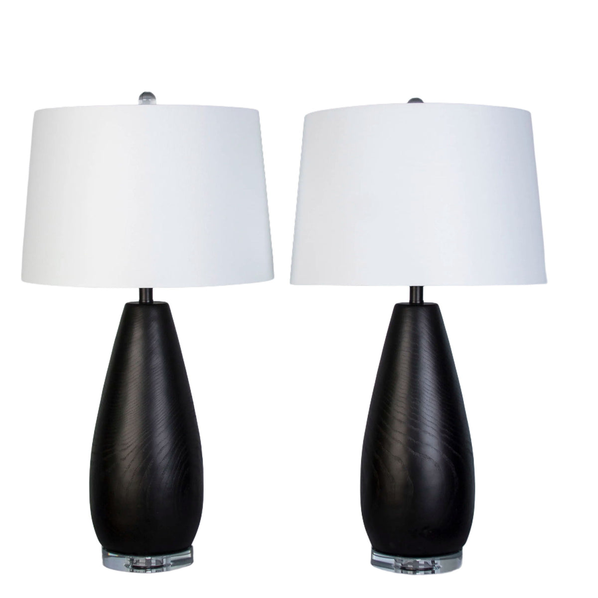 Obsidian Drift Concrete & Crystal Table Lamp (Set of 2) - Black Grain Concrete / Clear Crystal
