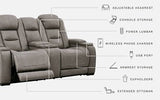 The Man-Den Power Reclining Loveseat with Console - Gray