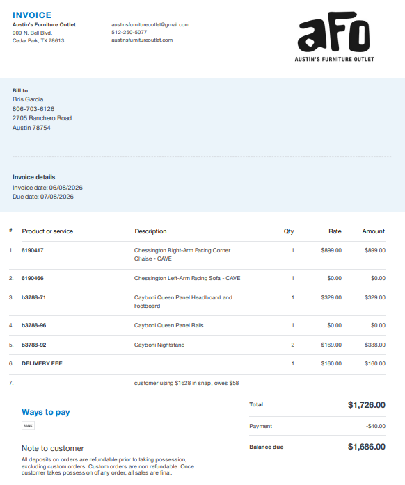 Bethany's $58 balance