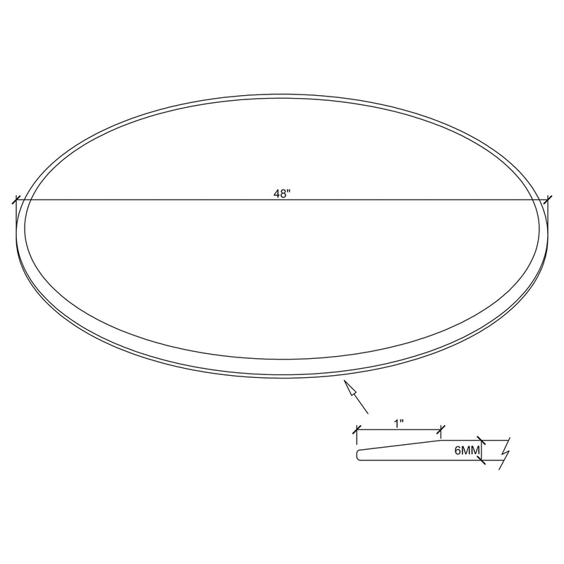 54-inch 10mm Round Clear Tempered Glass Top