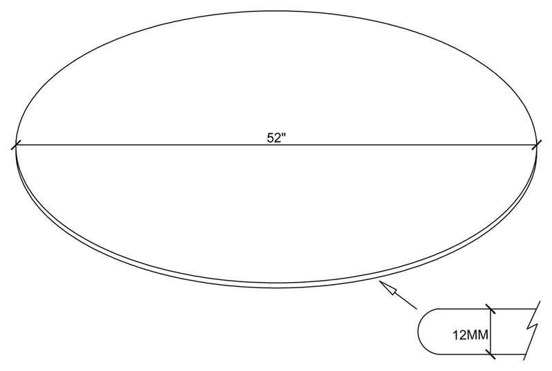 54-inch 10mm Round Clear Tempered Glass Top