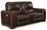 Alessandro Power Reclining Loveseat with Console - Garnet