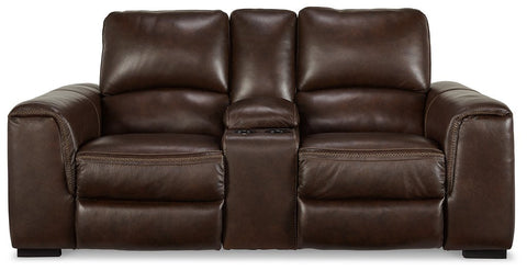 Alessandro Power Reclining Loveseat with Console - Walnut