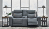 Mindanao Power Reclining Loveseat with Console - Steel