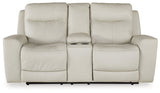 Mindanao Power Reclining Loveseat with Console - Steel