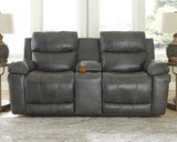 Edmar Power Reclining Loveseat with Console - Charcoal