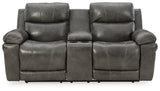 Edmar Power Reclining Loveseat with Console - Chocolate