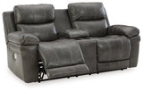 Edmar Power Reclining Loveseat with Console - Charcoal
