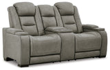 The Man-Den Power Reclining Loveseat with Console - Gray