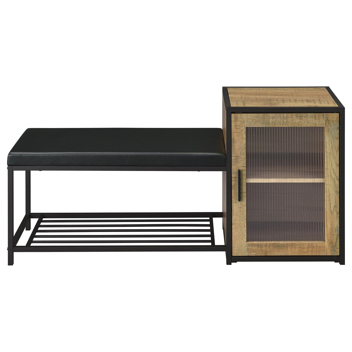 Martino Shoe Storage Entryway Bench with Cabinet Mango and Black