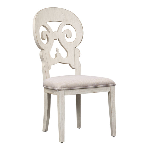 Farmhouse Reimagined - Splat Back Side Chair - Antique White / Chestnut Tops