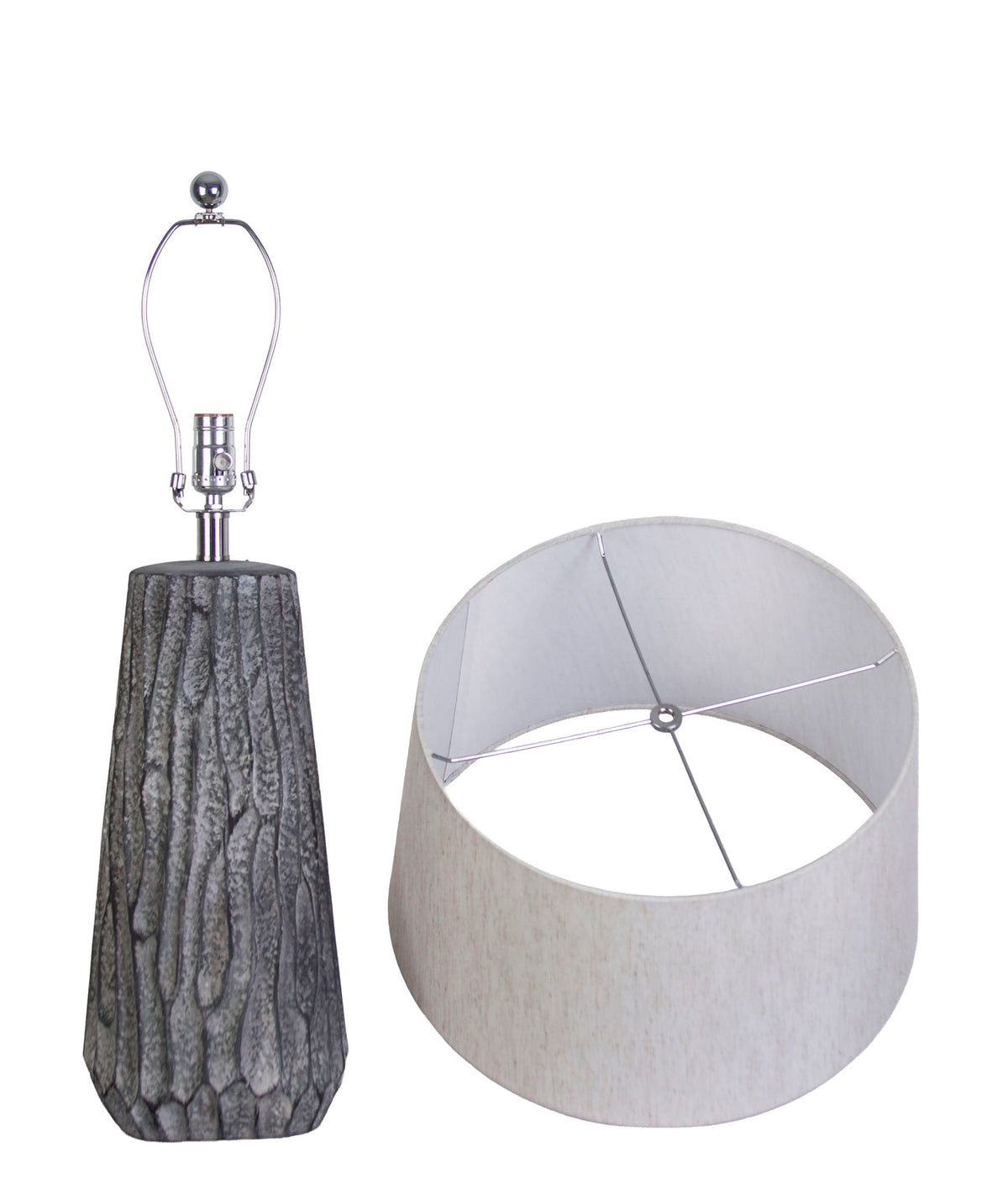 "Textured Elegance" Ceramic Table Lamp (Set of 2) - Gray