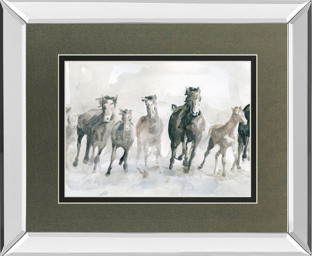 Running Wild By Carol Robinson - Mirror Framed Watercolor Print Wall Art - Dark Gray
