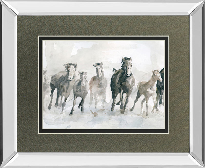 Running Wild By Carol Robinson - Mirror Framed Watercolor Print Wall Art - Dark Gray