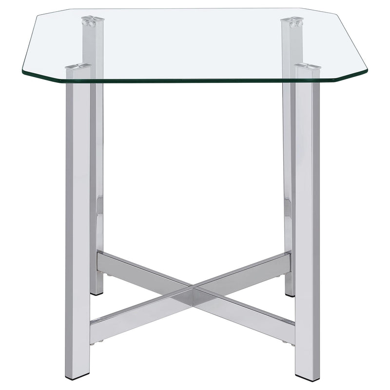 Cronin 3-piece Tempered Glass Top Coffee Table Set Chrome