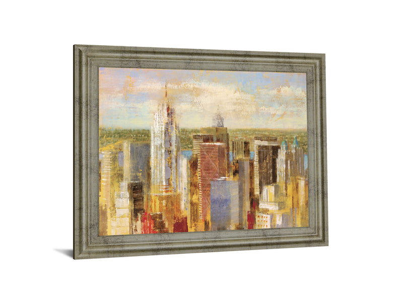 Sunlit Skyline - 28" x 34" Framed Wall Art - Gold