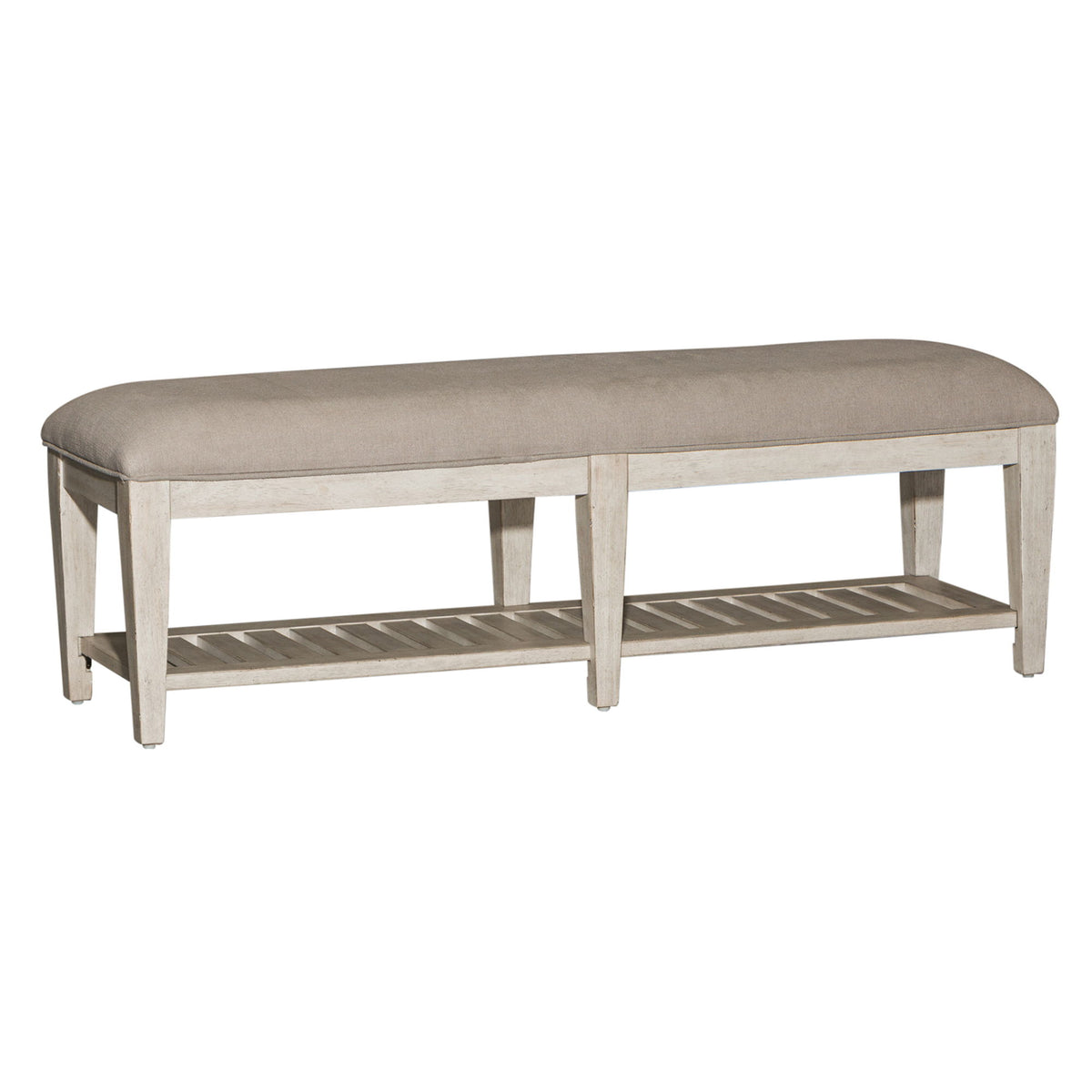 Heartland - Bed Bench - Antique White / Tobacco Tops