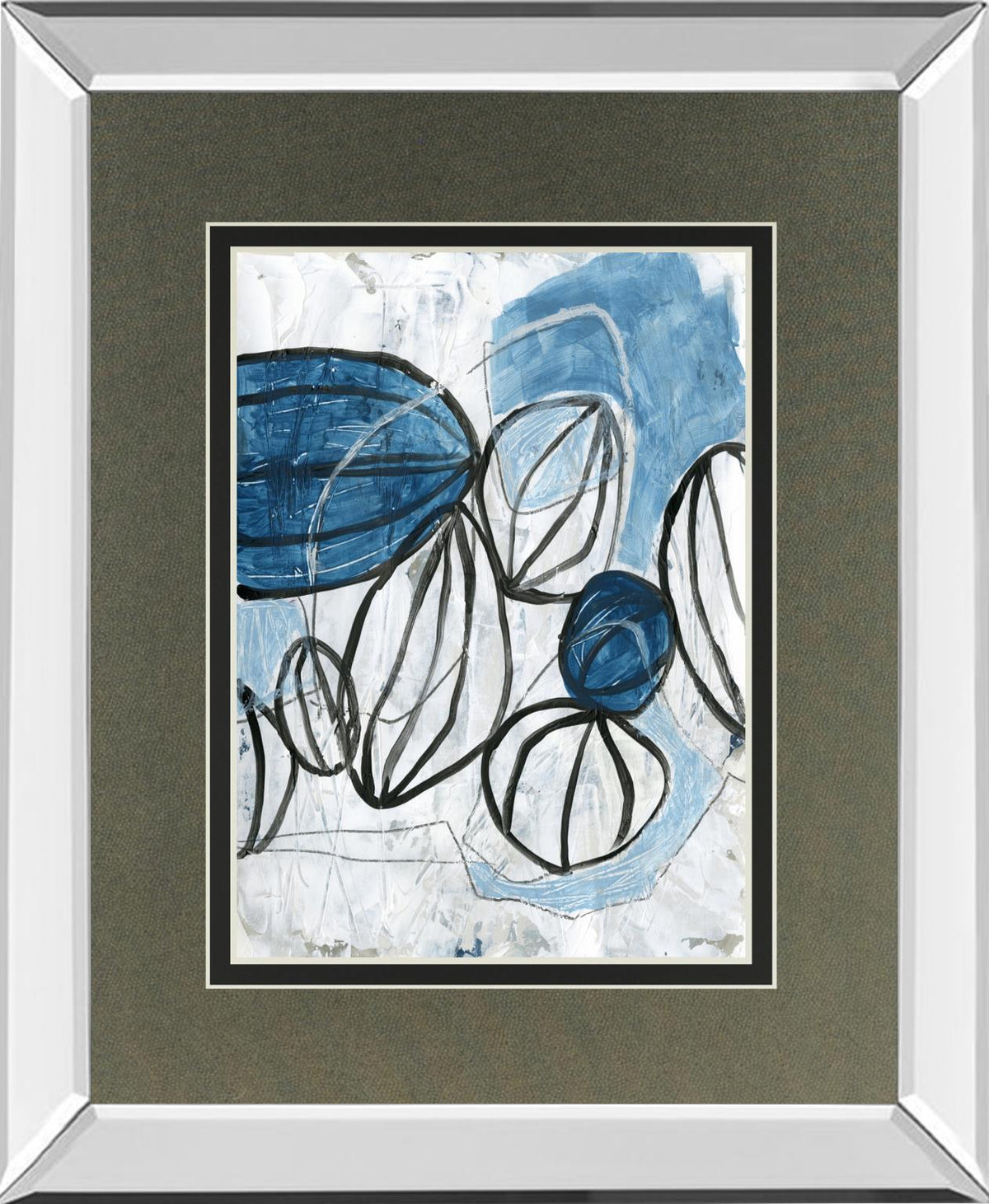 Lanterns II By June Erica Vess, Mirrored Frame - Blue