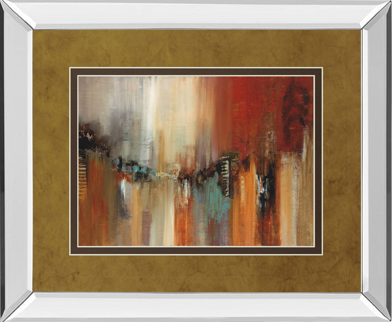 Skyline By Cat Tesla - Mirror Framed Print Wall Art - Light Brown
