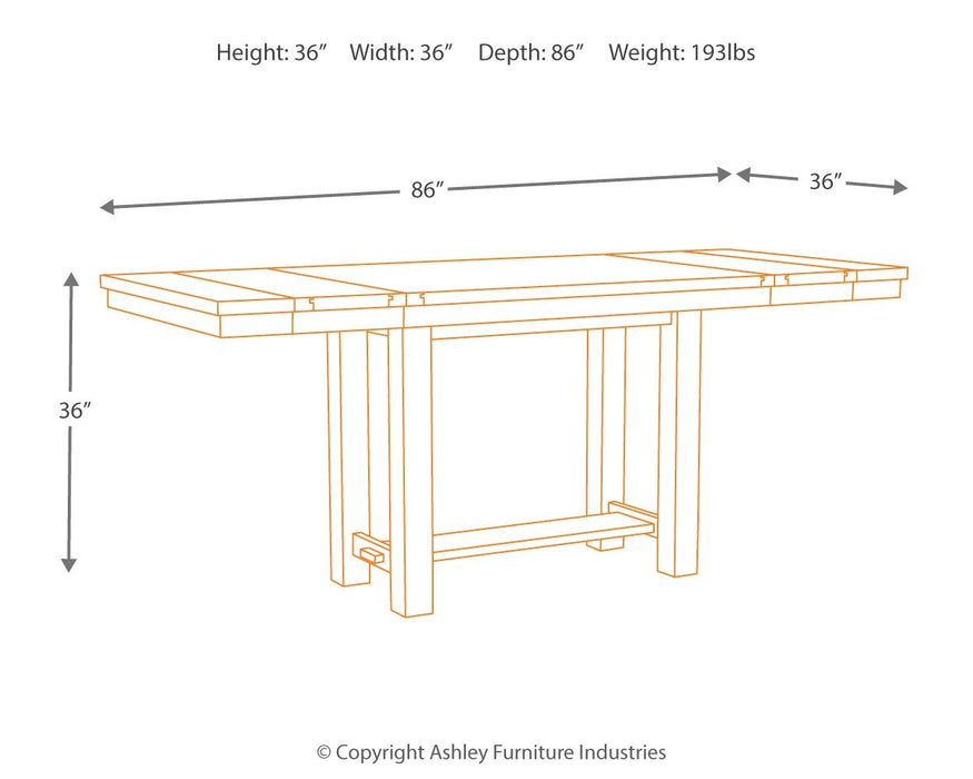 Moriville - Grayish Brown - Rectangular Dining Room Counter Extension Table