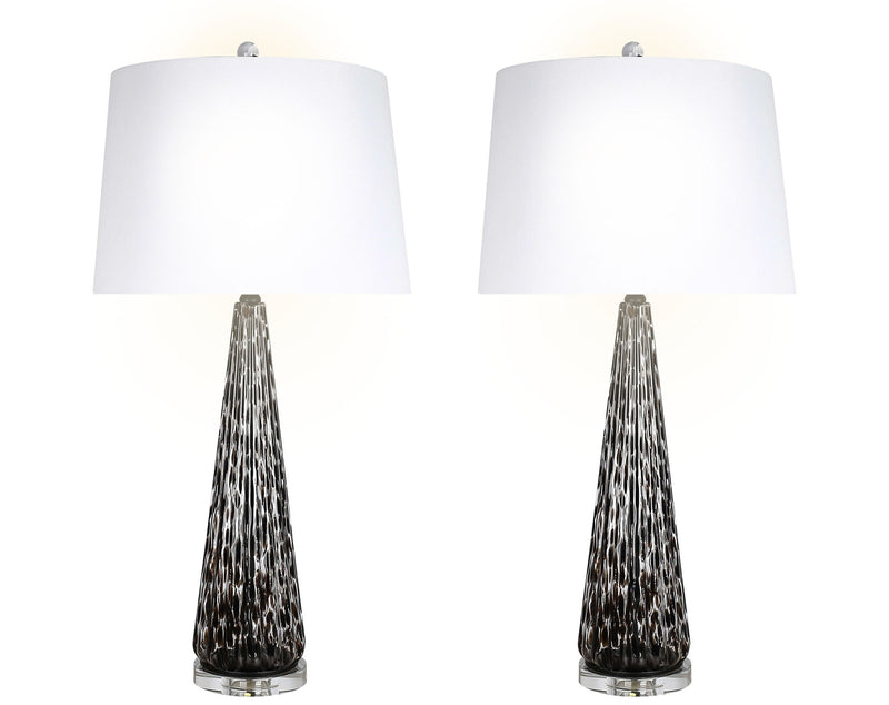 "Eclipse Radiance" Art Glass Table Lamp (Set of 2) - Black Art Glass