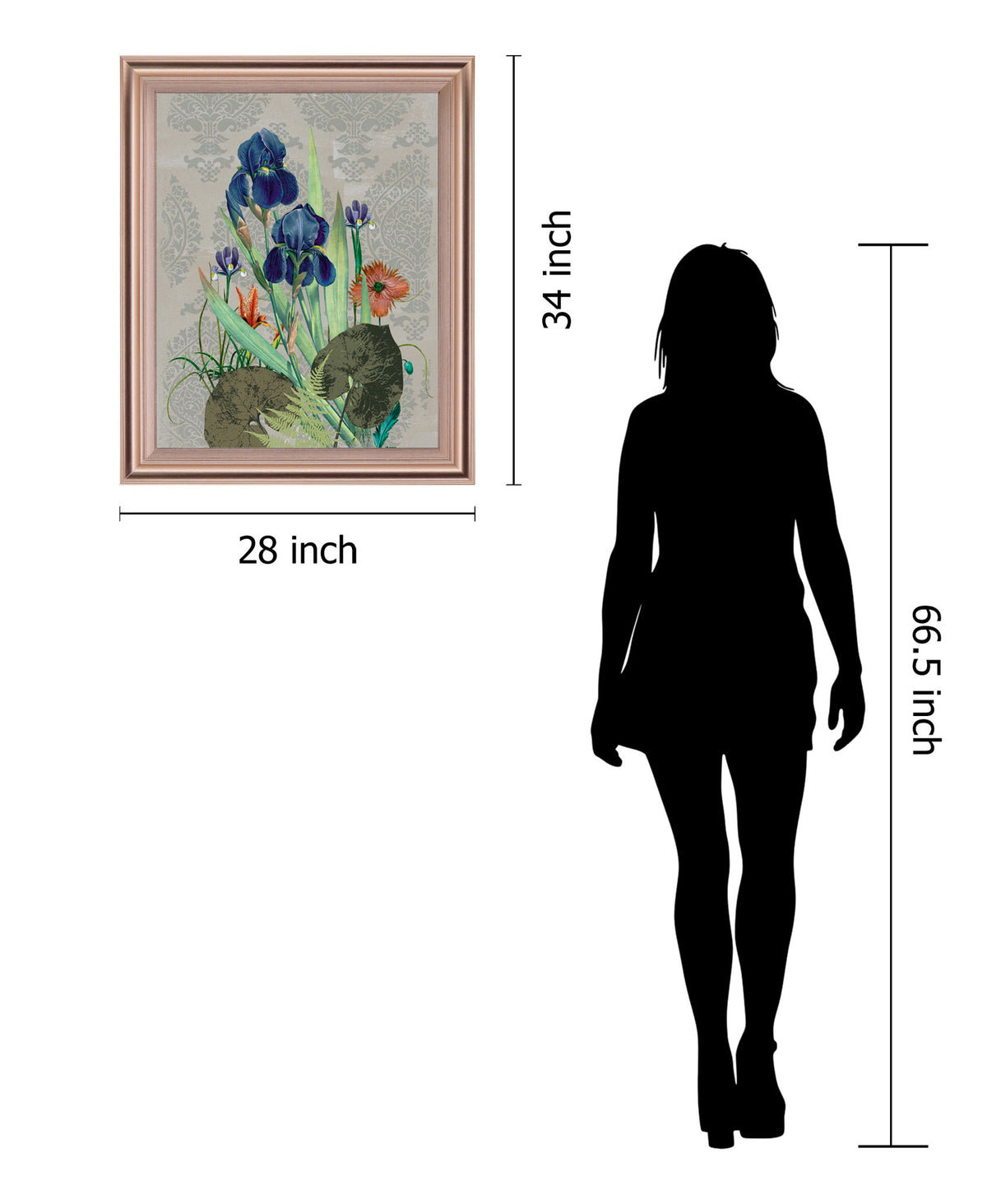 Mystic Iris Garden - 28" x 34" Framed Wall Art - Gray