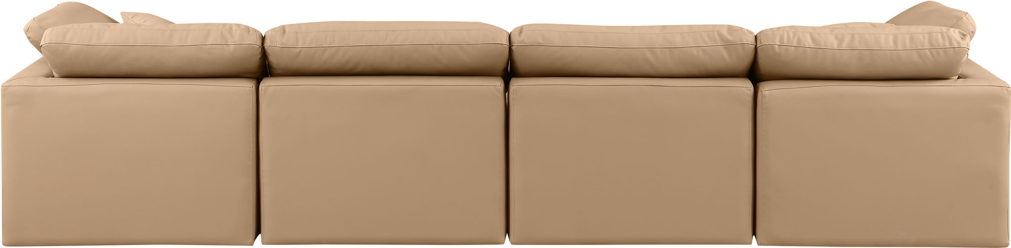 Indulge - Faux Leather 4 Piece Modular Sofa - Tan